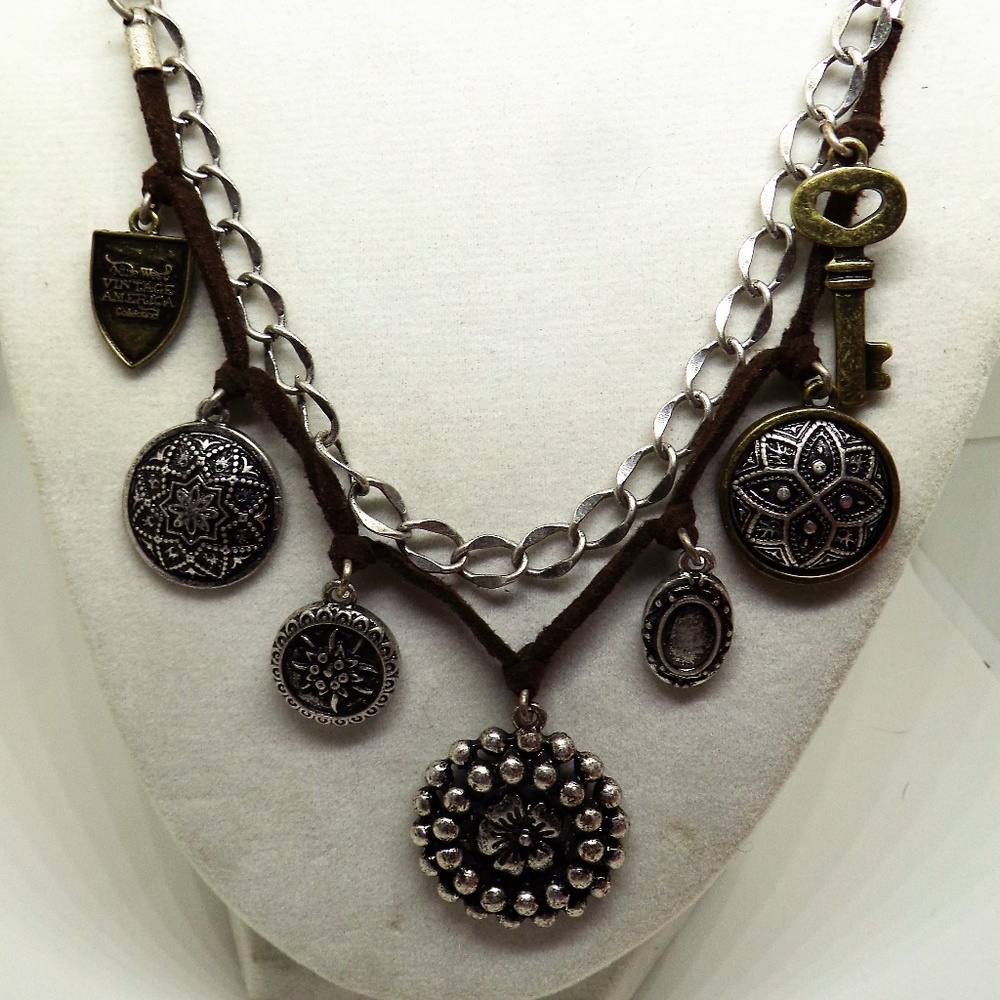 Nine West Vintage America Charms Leather Necklace